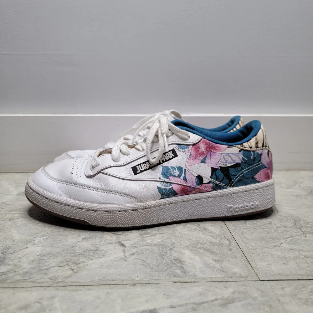 Jurassic Park x Reebok Club C 85 'Dennis Nedry' White Floral Sneakers GW0213
